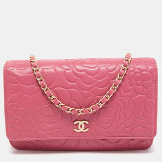 Chanel Pink Embossed Leather Camellia WOC Clutch - ShopStyle