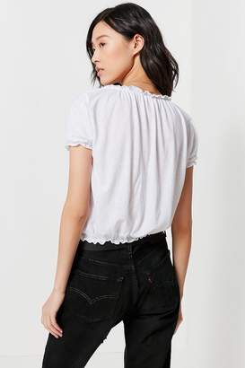 Truly Madly Deeply Button-Down Cropped Peasant Top