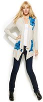 Thumbnail for your product : INC International Concepts Draped Floral-Print Sequined Cardigan