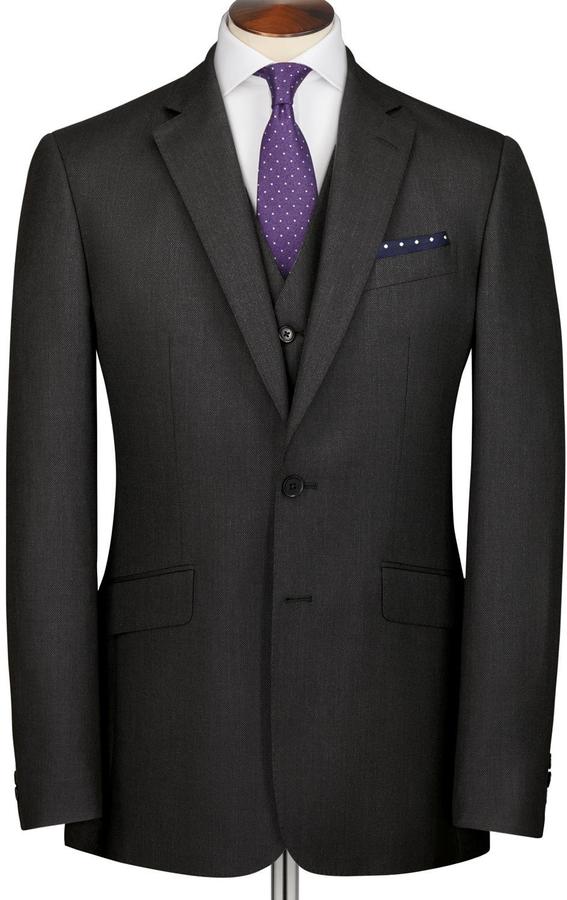 Burlington Charcoal birdseye half canvas Classic fit suit jacket