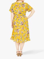 Thumbnail for your product : Yumi Curves Floral Print Frill Wrap Midi Dress, Yellow