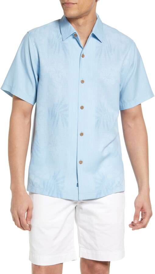 Tommy Bahama Tivoli Tiles Silk Blend Mens L Camp Shirt Featherstone NWT $135