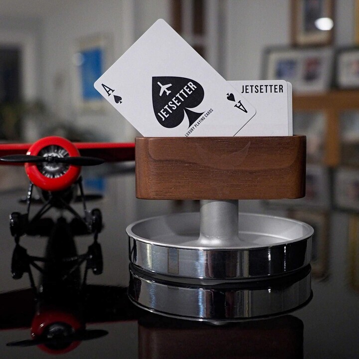 Mid Century Modern Aviation Art Floating Business Card Playing Cards Deck Display Holder Off A Real Flying Airplane - Perfect For The Office