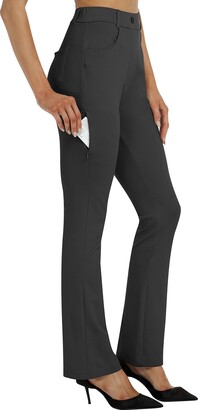 JINSHI Womens Dress Pants Stretch Work Office Business Trousers Casual  Comfy Bootcut Yoga Pants with Pockets Dark Grey Size XL - ShopStyle