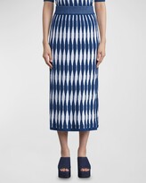Two-Tone Shibori Knit Midi Skirt 