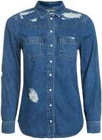 Thumbnail for your product : Topshop Moto rip fitted denim shirt