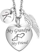 Thumbnail for your product : Keepsake GIONO Cremation Jewelry Grandpa Heart Urn necklace Monogram Angel Wing Charms Memorial Urn Pendant for ash