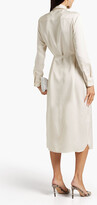 Thumbnail for your product : Halston Belted satin-crepe midi shirt dress
