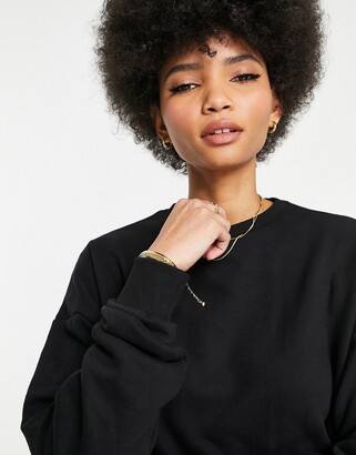 Chelsea Peers Tall oversized high neck sweat with woven logo tab in black