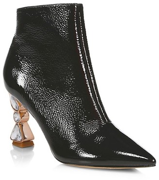 Sophia Webster Bijou Jewel-Heel Patent Leather Ankle Boots