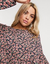 Thumbnail for your product : Wednesday's Girl Curve smock top with peplum hem in ditsy floral print
