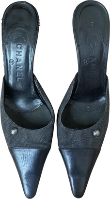 Chanel Mules With Pearl Detail Black Leather