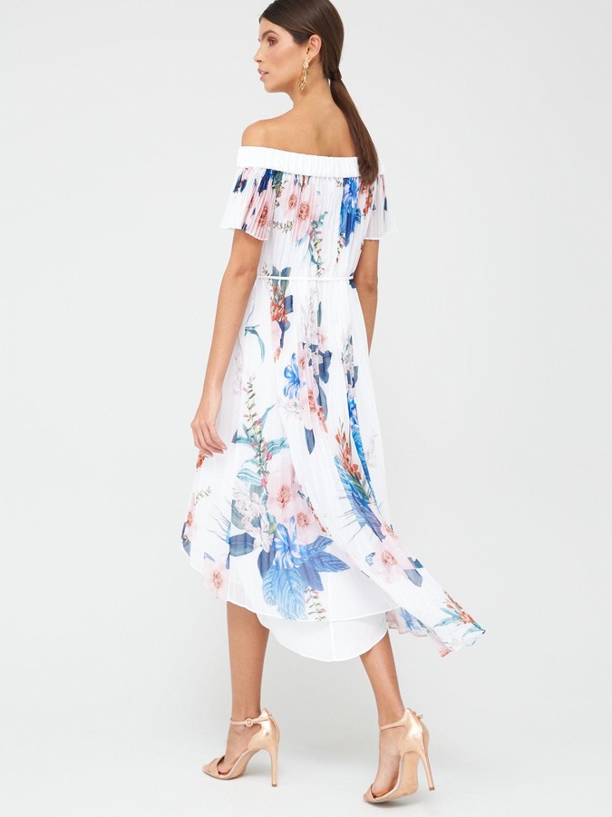 Ted Baker Jamboree Pleated Off The Shoulder Dress - White - ShopStyle