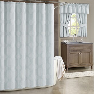 Decor Studio 72" x 72" Shower Curtain Spa Waffle Textured Stripe Grey L97038 