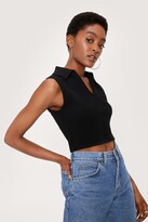 Thumbnail for your product : Nasty Gal Womens Collared Sleeveless Ribbed Crop Top - White - 8, White