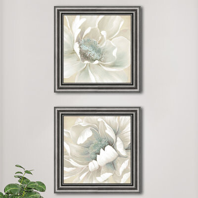 Red Barrel Studio Winter Blooms - 2 Piece Picture Frame Painting Set