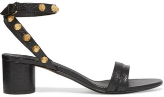 Balenciaga Studded Textured-leather Sandals - Black