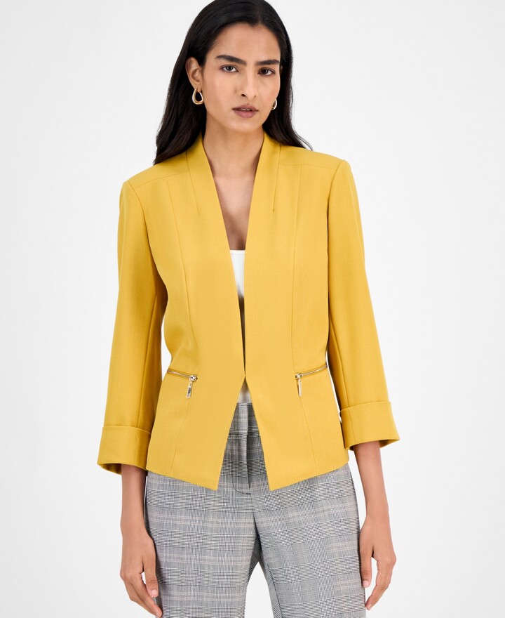 Kasper Women's Crepe Open-Front 3/4-Sleeve Jacket Regular & Petite