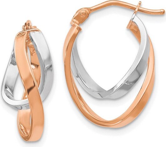 Black Bow Jewelry Co. BlackBowJewelry14kRose&WhiteGoldDoubleFreeformHoopEarrings17mm(5/8Inch)