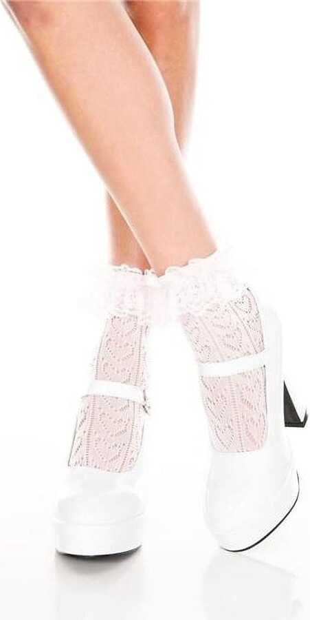 Music Legs Women’s Ankle Socks with Ruffle Trim 515-BABYPINK