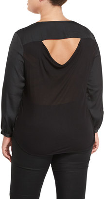 Tart Plus Lorena Button-Front V-Neck Top, Black, Plus Size