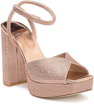 Girls Rose Gold Sparkly Glitter Low Heeled Party