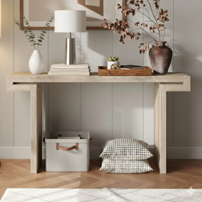August Grove 60-Inch Rustic Farmhouse Console Table With A Distressed Wood Finish. Works Well As An Entryway Sofa Table Or Side Table For Living Rooms And Hallways