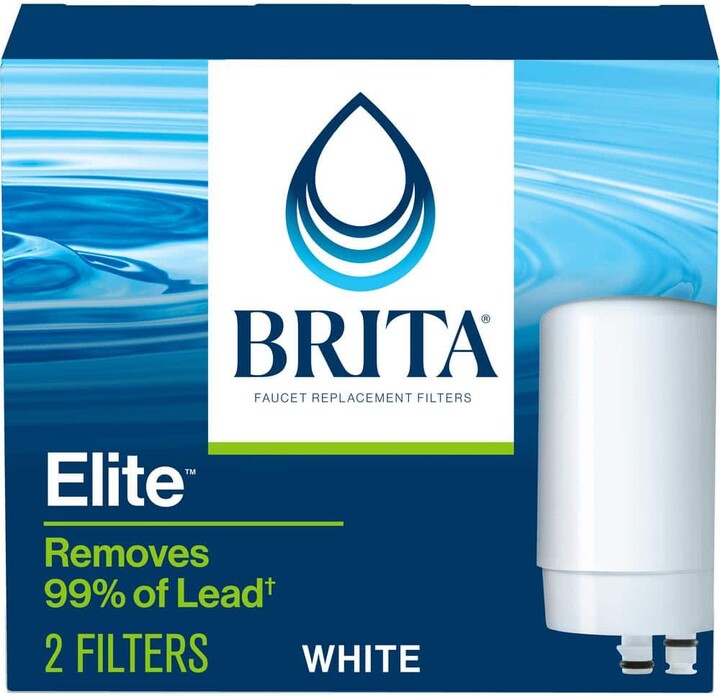 Brita Elite Faucet Mount System Replacement Water Filters in White, BPA Free, Reduces Lead (2-Pack)