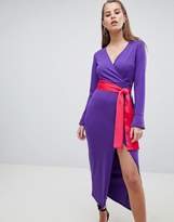 Thumbnail for your product : ASOS Design DESIGN Maxi Dress With Long Sleeve And Contrast Belt-Purple