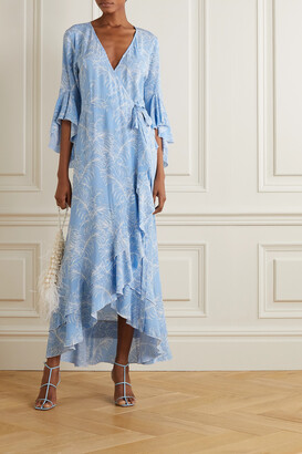Melissa Odabash Cheryl Ruffled Printed Voile Wrap Maxi Dress