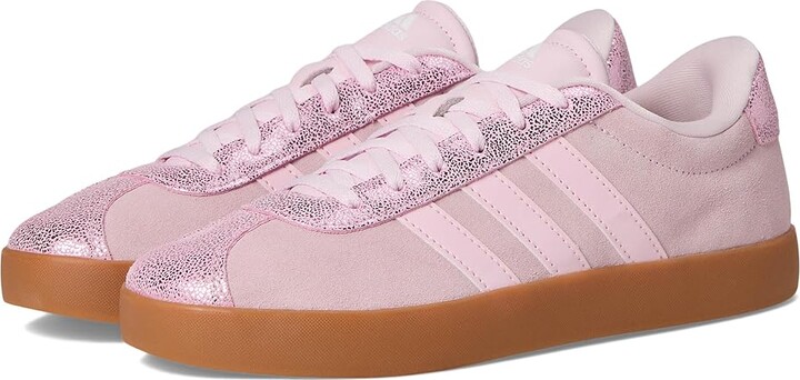 adidas Kids VL Court 3.0 Shoes (Little Kid/Big Kid) Kids Shoes Clear Pink/Clear Pink/Gum : 4 Big Kid M, Rubber