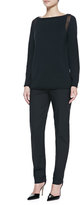 Thumbnail for your product : Lafayette 148 New York Sheer-Detail Long-Sleeve Sweater