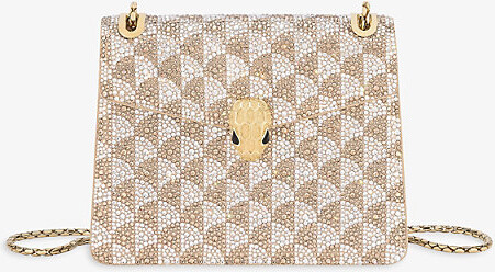 Bvlgari Womens Silver Serpenti Forever Day-To-Night Small Calla Crystal and Suede Shoulder Bag 1 Size