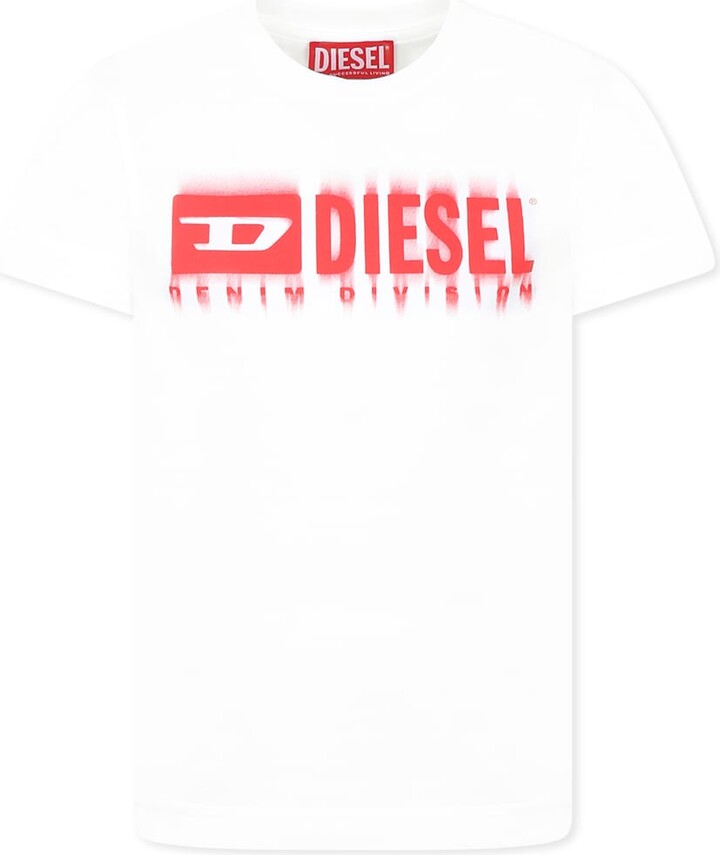 Diesel White T-shirt For Boy With Logo