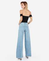 Thumbnail for your product : Express High Waisted Light Wash Wide Leg Jeans