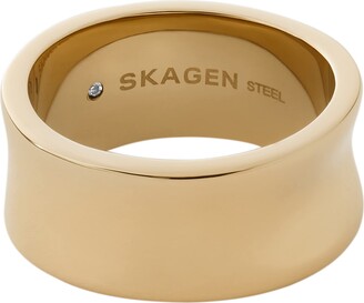 Skagen Kariana Gold-Tone Stainless Steel Band Ring (Model: SKJ1519710 Size  6.5) - ShopStyle