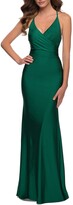Thumbnail for your product : La Femme Fitted Jersey Halter Gown