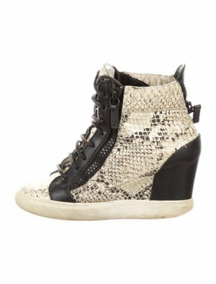 snakeskin wedge sneakers