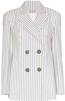 Thumbnail for your product : Vika Gazinskaya Double-Breasted Pinstriped Blazer