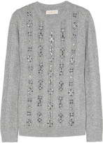 Thumbnail for your product : Tory Burch Etta crystal-embellished knitted sweater