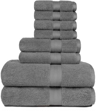 Luxury Turkish Cotton Washcloths 8-pack, 13x13, 600 GSM, Soft Plush  Bathroom Towels, White With Ombre Stripes, Color Options 
