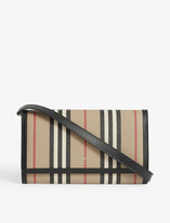 Thumbnail for your product : Burberry Hannah stripe E-canvas wallet-on-chain