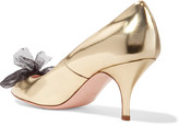 Thumbnail for your product : RED Valentino Point d'espirit-trimmed metallic leather pumps