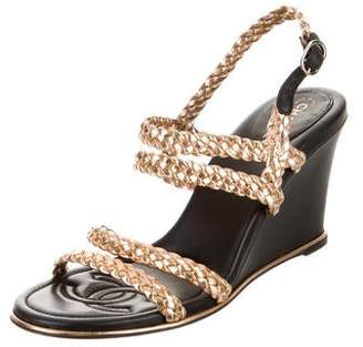 Chanel Braided Leather Wedges w/ Tags Gold Braided Leather Wedges w/ Tags