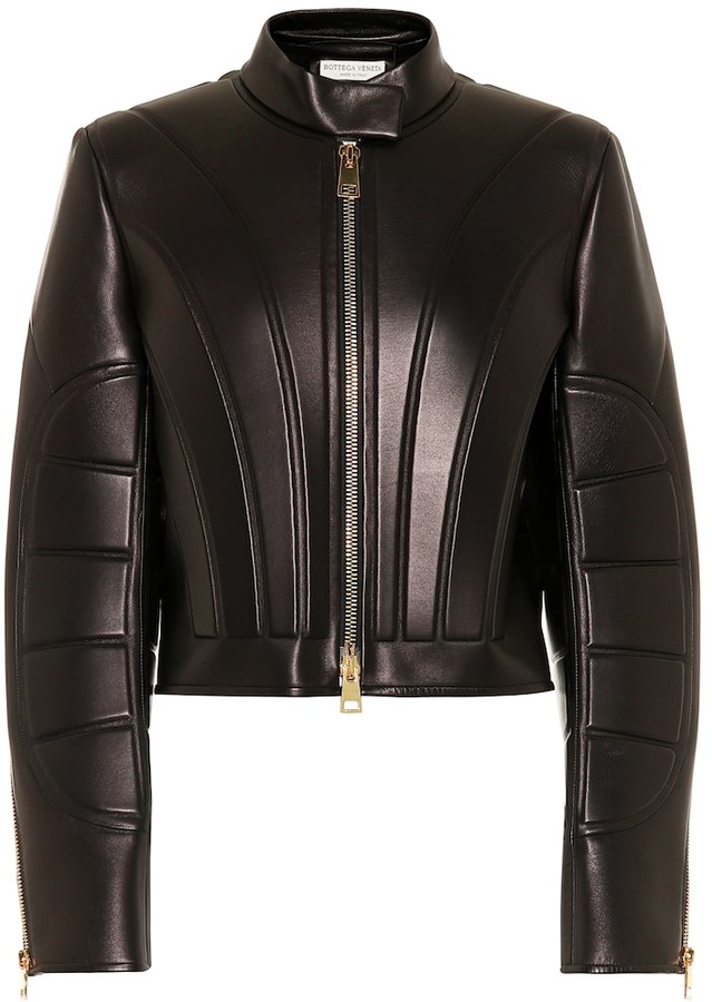 Bottega Veneta Cropped leather jacket - ShopStyle