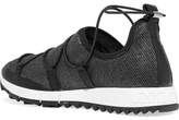 Thumbnail for your product : Jimmy Choo Andrea Leather-trimmed Metallic Mesh Slip-on Sneakers - Black