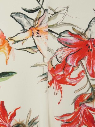 Alexander McQueen Endangered Flower Cape Sleeve Midi Dress