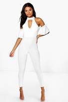 Thumbnail for your product : boohoo Open Shoulder Skinny Leg Jumpsuit