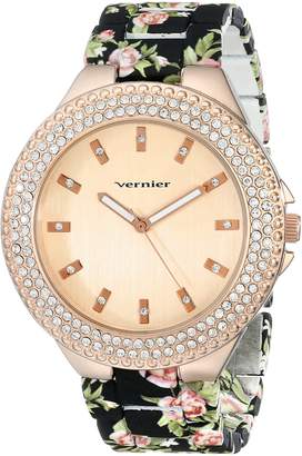 Vernier Women's VNR11167BK Rhinestone-Accented -Tone Watch