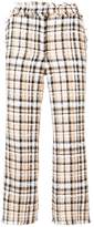 Thumbnail for your product : MSGM check tweed cropped flared trousers